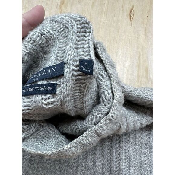 Brown Allan 1883 Womens Cream Turtleneck Merino Wool Sweater Beige Chunky Medium - Picture 6 of 9